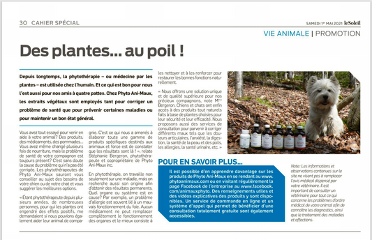 Publication dans le journal Le Soleil - Vie animale